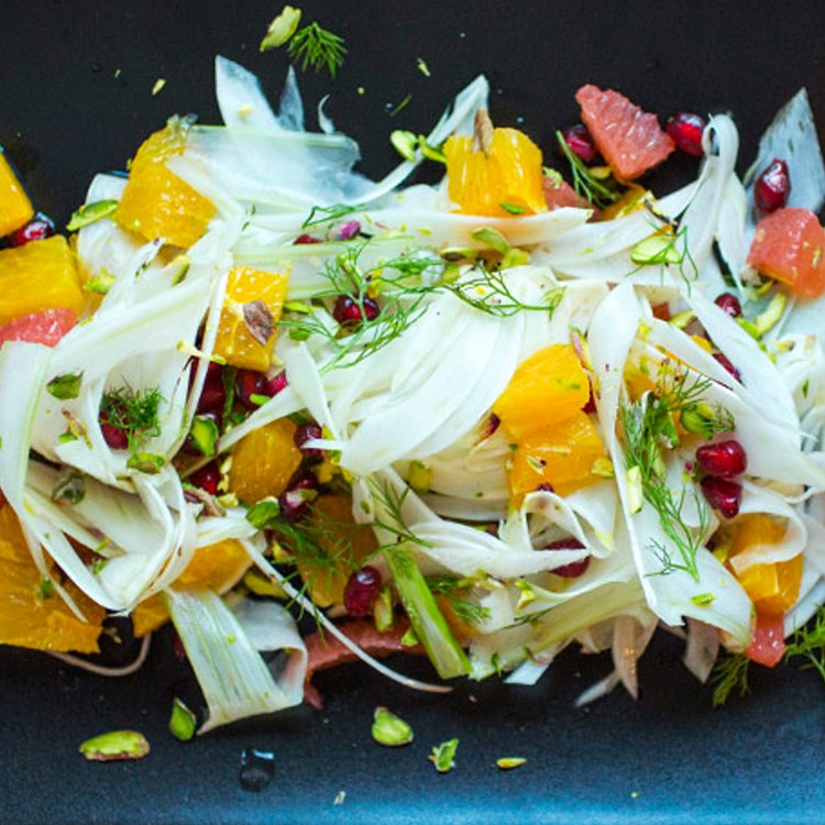 Fennikel- og appelsinsalat med granatepledressing