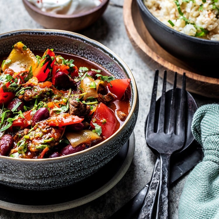 Chili con carne med «blomkålris»