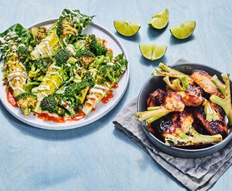 Spicy brokkoli og kyllingvinger med “ranchsalat”