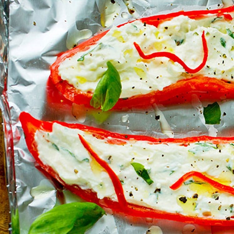 Grillet søt paprika med fetaost