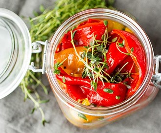 Grillet paprika i olivenolje