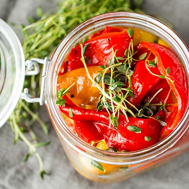 Grillet paprika i olivenolje