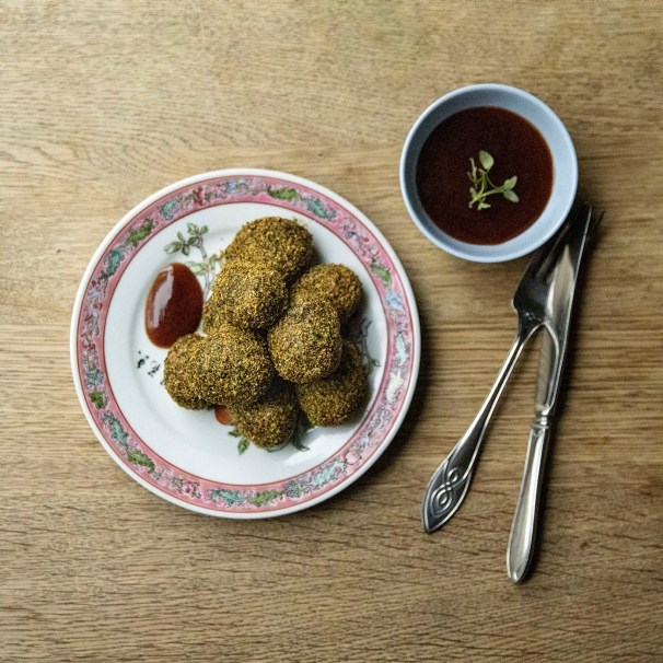 Småpoteter rullet i sesam og chili
