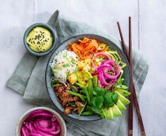 Lunsjbowl med nudler og wasabisaus