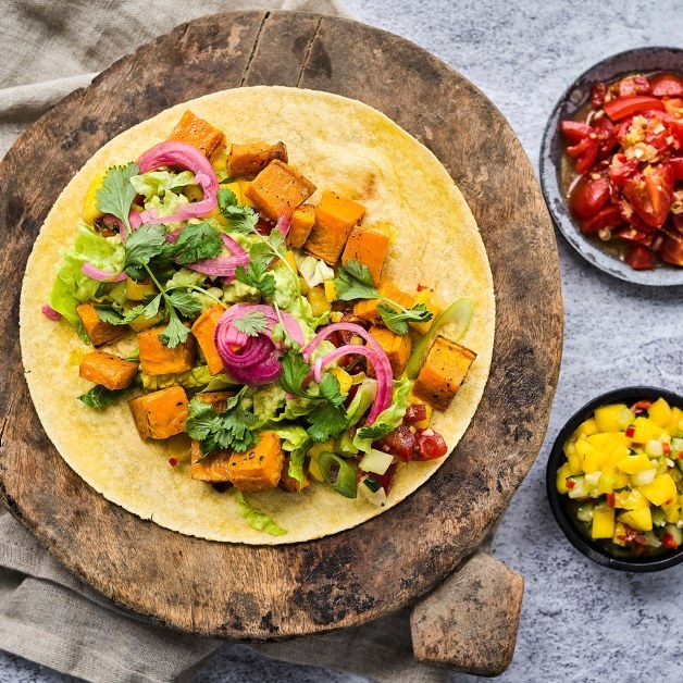 Taco med bakt søtpotet