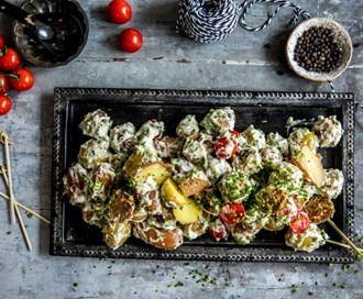 Vegetarboller med potetsalat