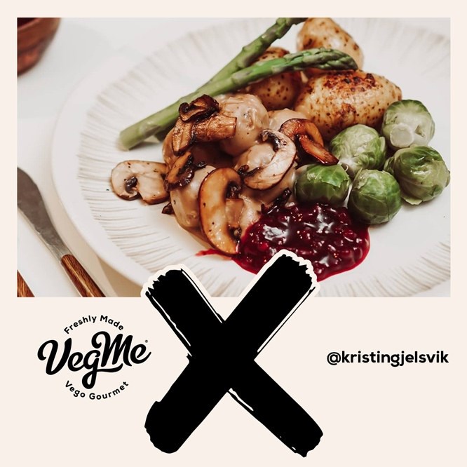 Vegetarboller med fløtesaus