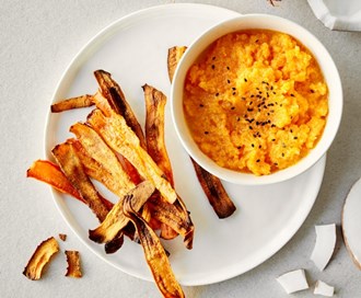 Gulrotpesto med gulrotchips