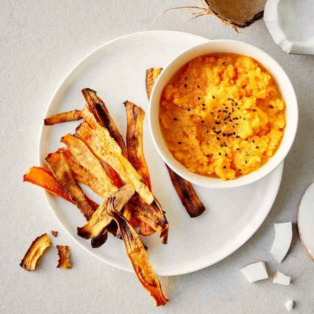 Gulrotpesto med gulrotchips