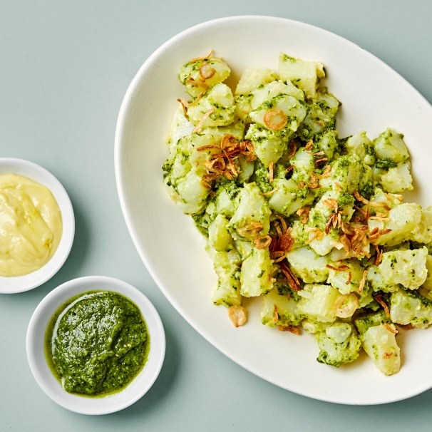 Potetsalat med aioli og pesto