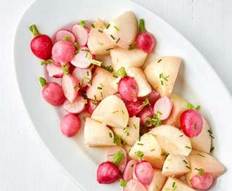 Smørdampede neper og reddiker