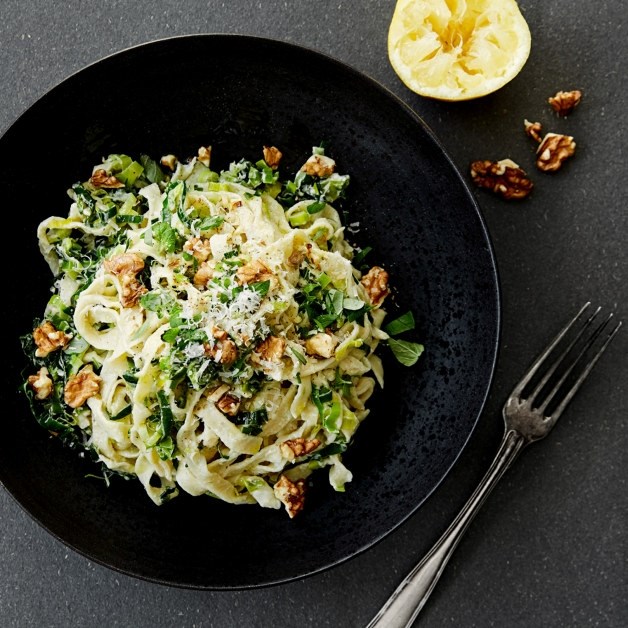 Tagliatelle med ricotta og minipurre
