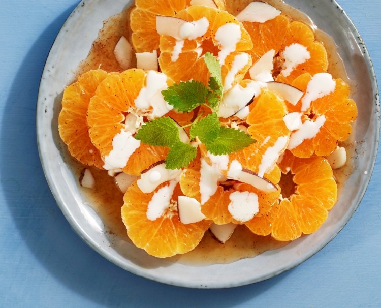 Klementinskiver med kokos og kanel