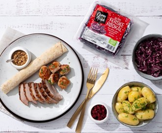 Julelomper med ribbe og medisterkaker