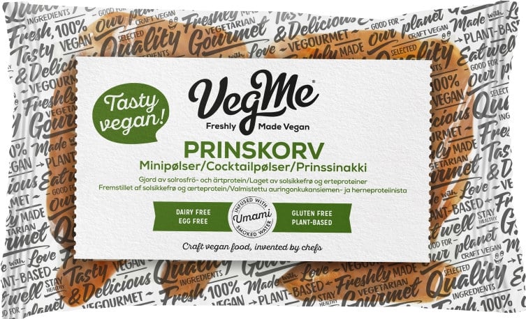 VegMe prinskorv, minipølse eller sosisser.