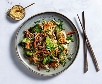 Wok Mix med biffstrimler