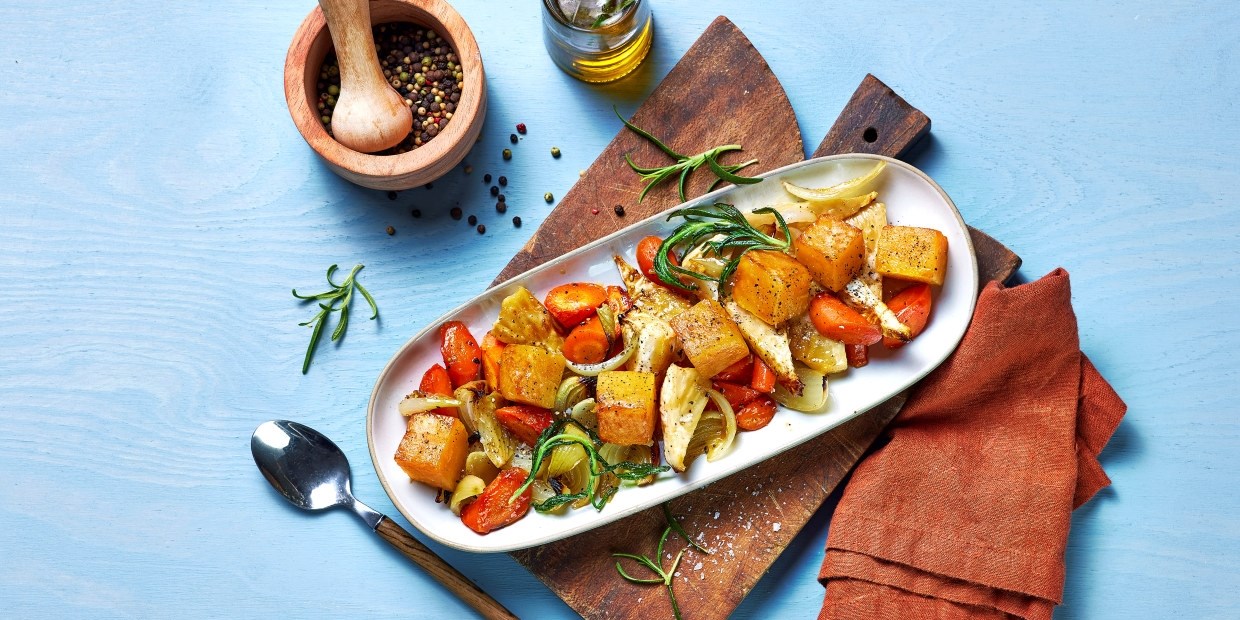 Karamellisert kålrot og glaserte rotgrønnsaker