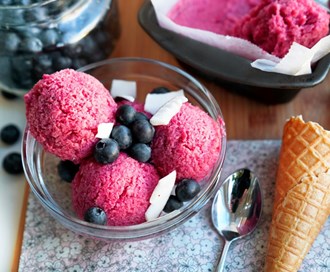 Nice cream med granateple og bringebær