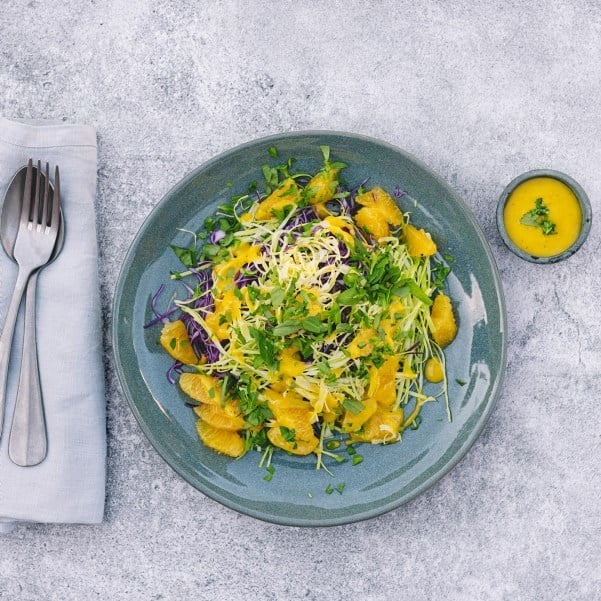 Crunchy salat med appelsin og estragondressing