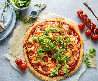 Vegetarpizza med chorizo