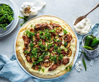 Hvit vegetarpizza med VegMe pulled