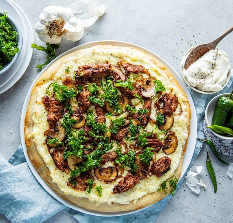 hvit vegetarpizza