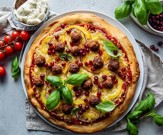 Vegetarpizza med spicy vegoboller