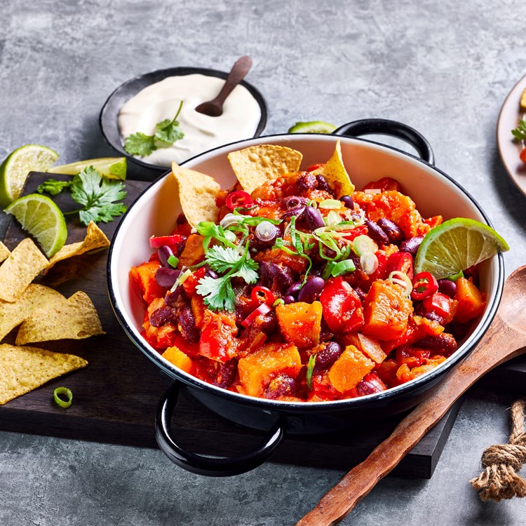 Søtpotetchili med gulrot og tomat
