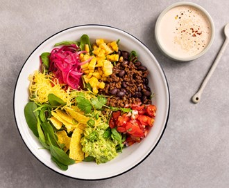 Tacosalat med rømmedressing