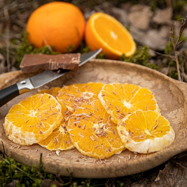 Appelsin med raspet sjokolade
