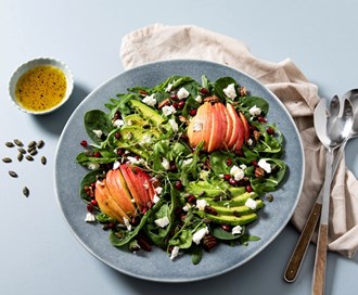 Grønn salat med Ambrosia-epler og avokado