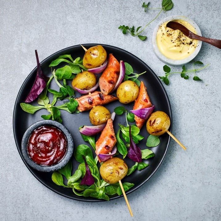 Grillspyd med potet og chorizo