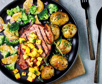 Grillede sommerkoteletter med poteter