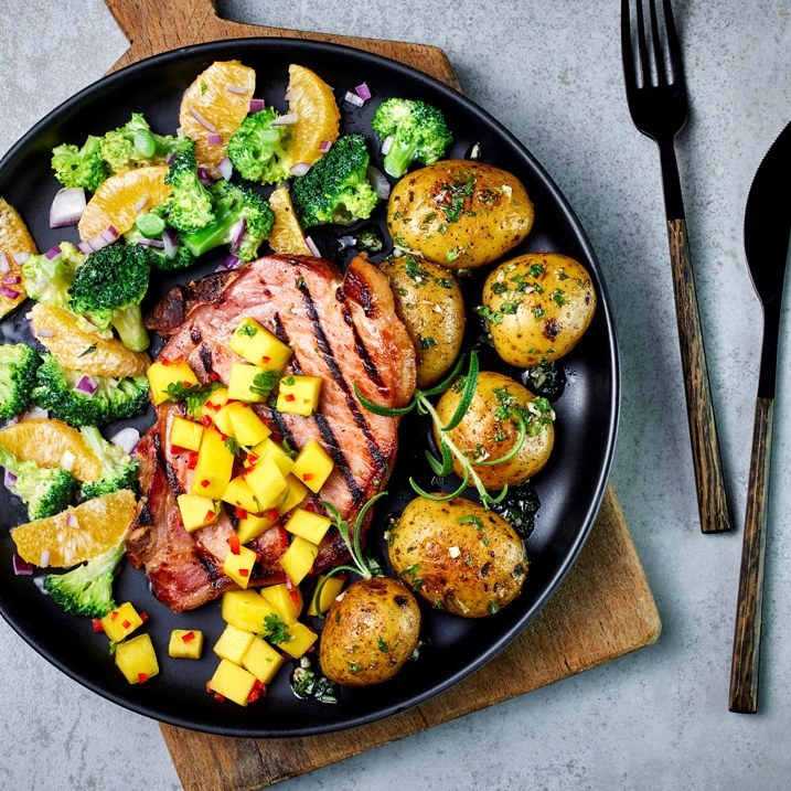 Grillede sommerkoteletter med poteter