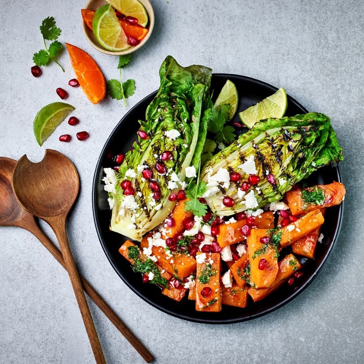 Grillet salat og søtpotet