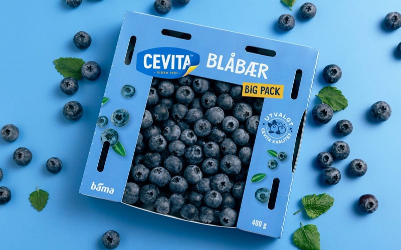 Blå bær - grønn emballasje 