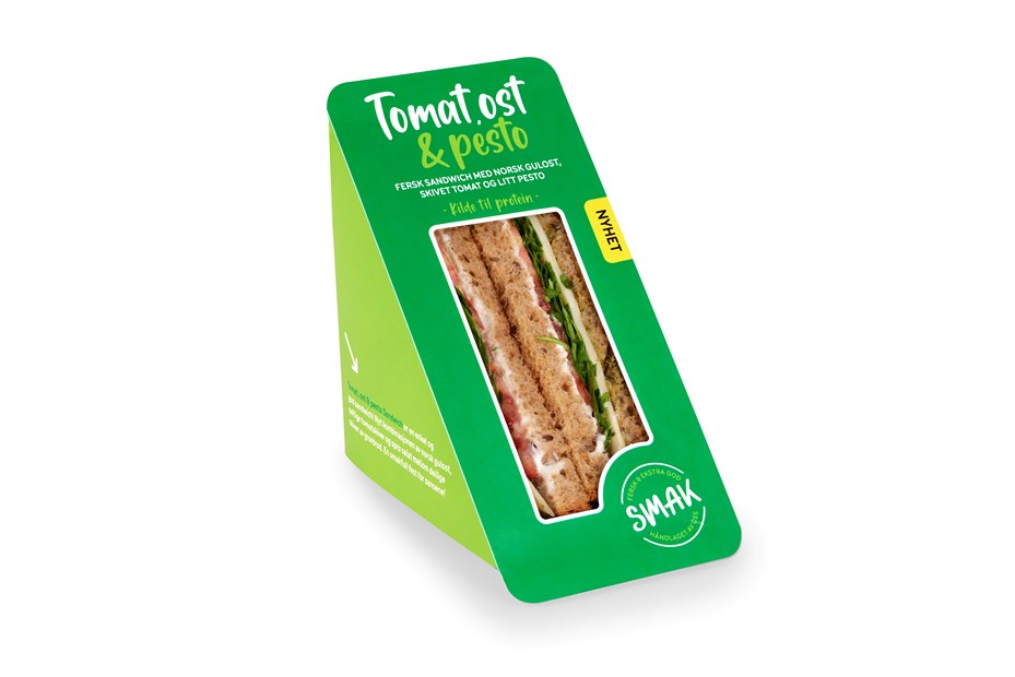 Ost, Tomat og Pesto Sandwich