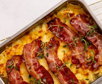 Fløtepoteter med ovnsbakt bacon