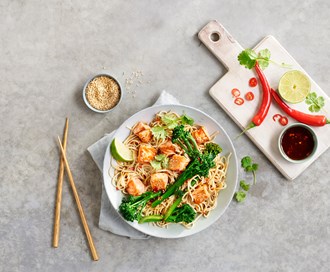 Brokkolini med laks "Asian style"