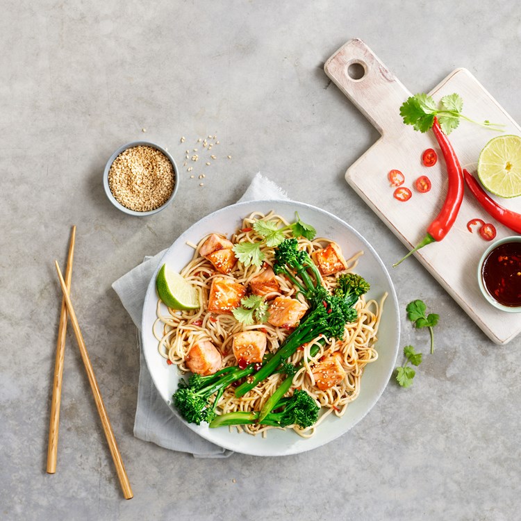 Brokkolini med laks "Asian style"