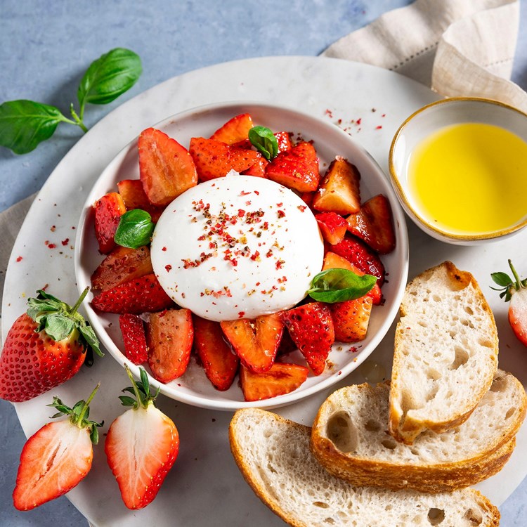 Balsamico-jordbær med burrata