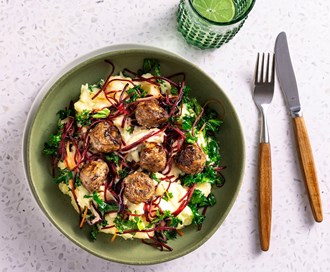 Colcannon med Grønnkål Mix og kjøttboller