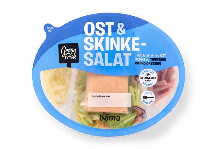 Ost- og skinkesalat