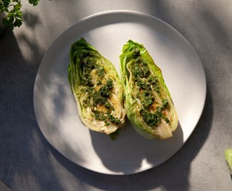 Pannestekt spisskål med salsa verde