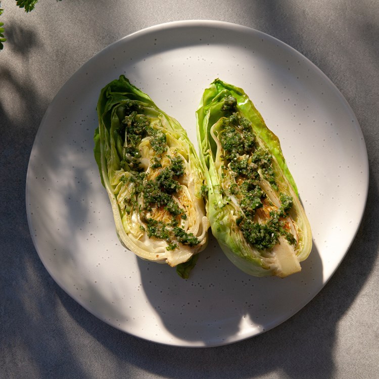 Pannestekt spisskål med salsa verde